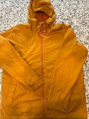 REI Men's Mustard Yellow Hooded Windbreaker
